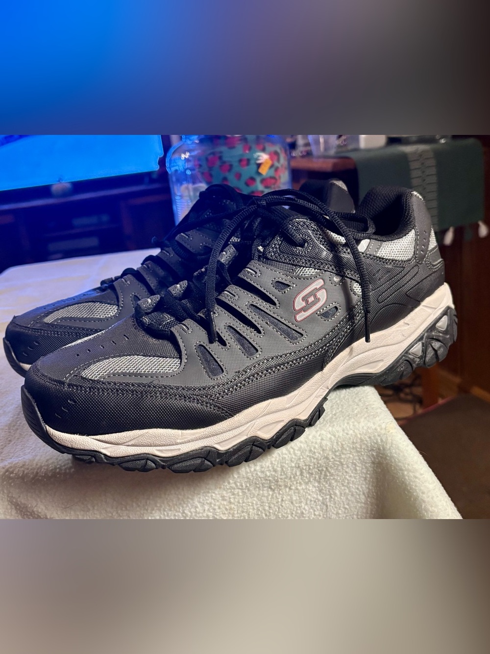 Skechers Mens After Burn Memory Fit 50125 Black Casual Shoes Sneakers Size 14